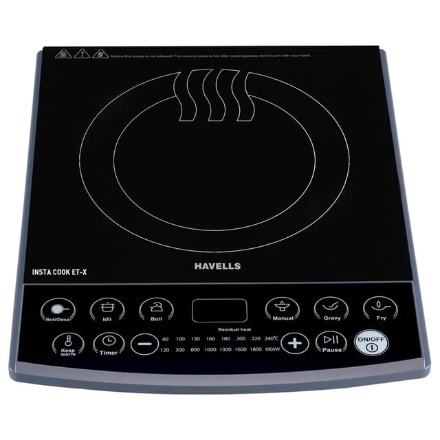 Havells INSTA COOK ET-X (1900 W, 8 Preset Options) Induction Cooktops Havells INSTA COOK ET-X (1900 W, 8 Preset Options) Induction Cooktops