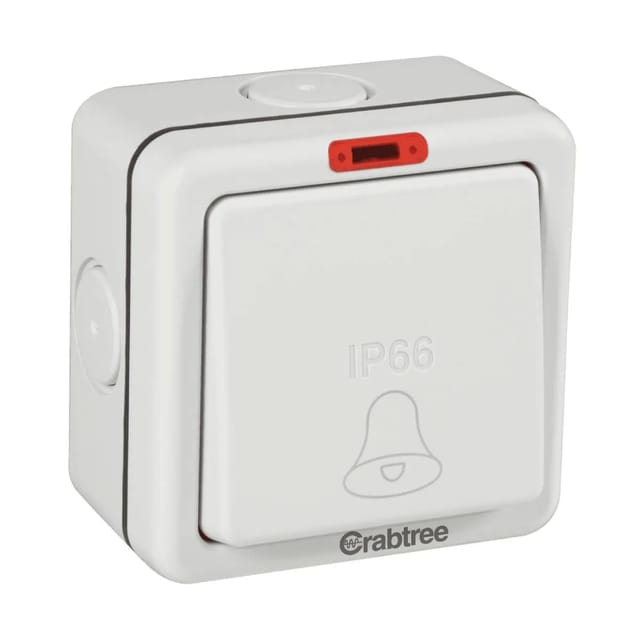 Havells 1 Gang 10 A Bell push switch with Indicator IP66 Switches & Sockets Havells 1 Gang 10 A Bell push switch with Indicator IP66 Switches & Sockets