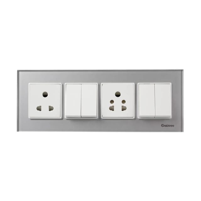 Havells Modular Combined Plates - Glassique 12M Modular Combined Plates - Glassique Silky Silver Havells Modular Combined Plates - Glassique 12M Modular Combined Plates - Glassique Silky Silver