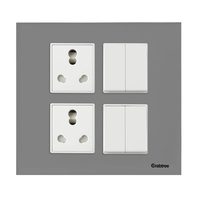 Havells Modular Combined Plates - Glassique 8M (S) Modular Combined Plates - Glassique Silky Silver Havells Modular Combined Plates - Glassique 8M (S) Modular Combined Plates - Glassique Silky Silver