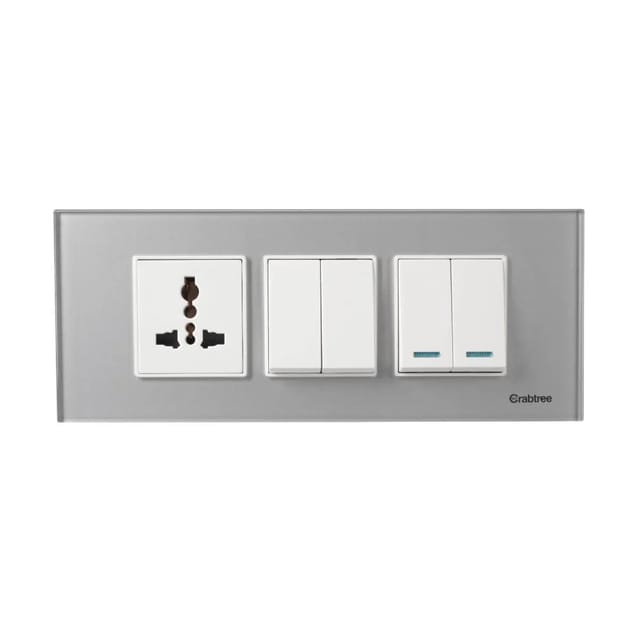 Havells Modular Combined Plates - Glassique 6M Modular Combined Plates - Glassique Silky Silver Havells Modular Combined Plates - Glassique 6M Modular Combined Plates - Glassique Silky Silver